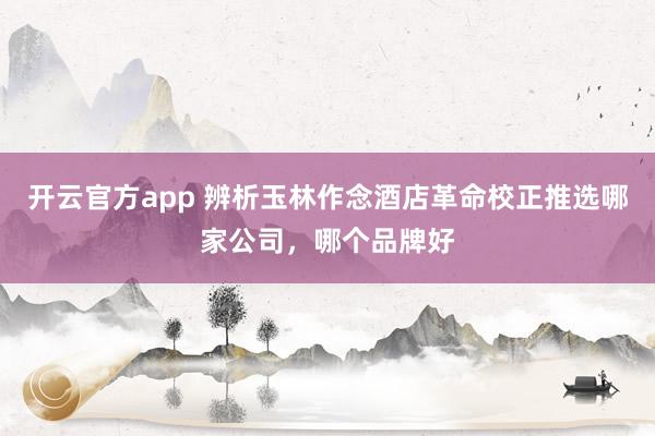 开云官方app 辨析玉林作念酒店革命校正推选哪家公司，哪个品牌好