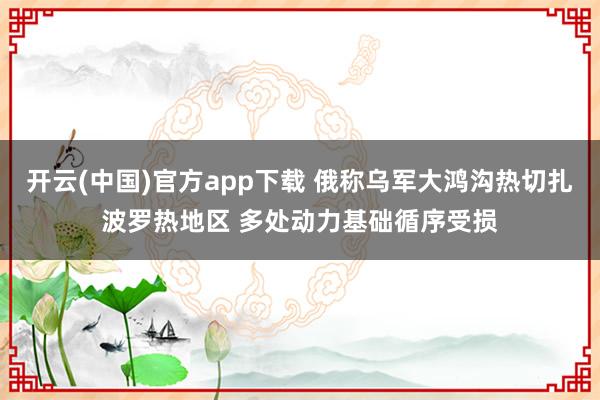 开云(中国)官方app下载 俄称乌军大鸿沟热切扎波罗热地区 多处动力基础循序受损