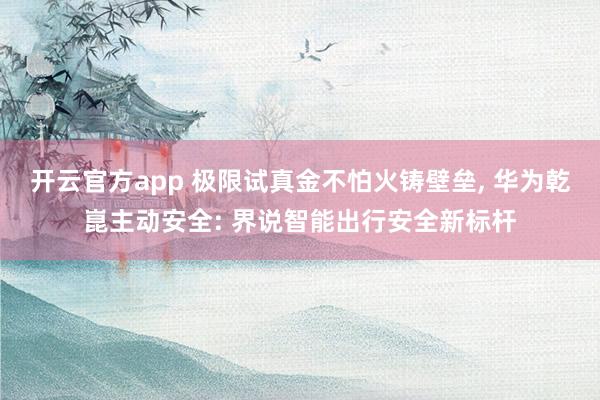 开云官方app 极限试真金不怕火铸壁垒, 华为乾崑主动安全: 界说智能出行安全新标杆