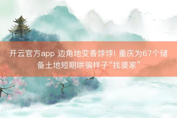 开云官方app 边角地变香饽饽! 重庆为67个储备土地短期哄骗样子“找婆家”
